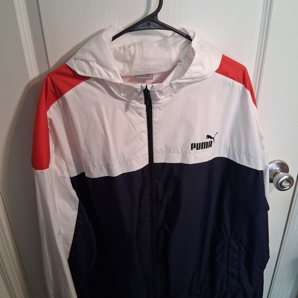 Puma Other - Puma White and Navy Windbreaker with Red Accents